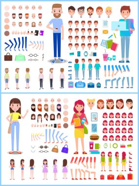 Karakter adam kadın, vektör çizim ile