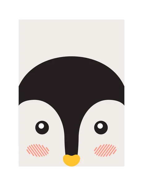 Pinguin Nahaufnahme Tiergesicht, Vektorillustration — Stockvektor