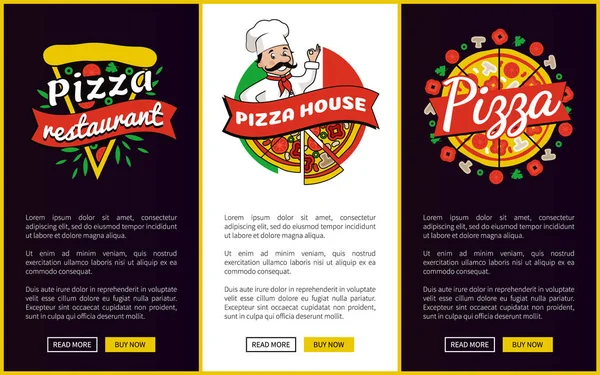 Pizza Restaurant Webseiten Vektorillustration — Stockvektor