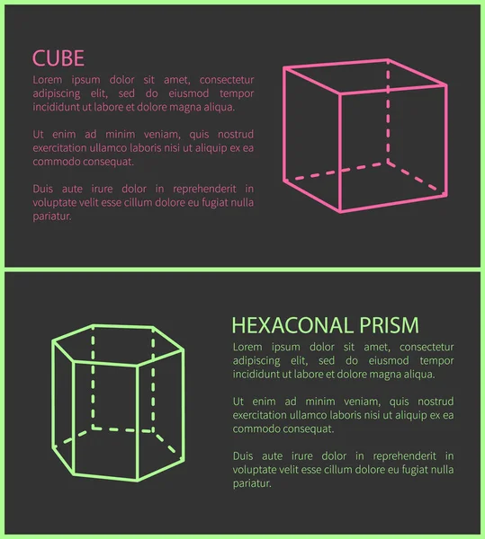 Cubo y Heganonal Prisma Set Vector Ilustración — Archivo Imágenes Vectoriales