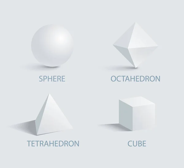 3d vektör küre Octahedron dörtyüzlü ve küp — Stok Vektör