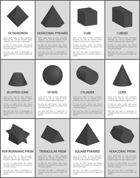 Altıgen ve Pentagonal Pentagrammic siyah prizmalar — Stok Vektör