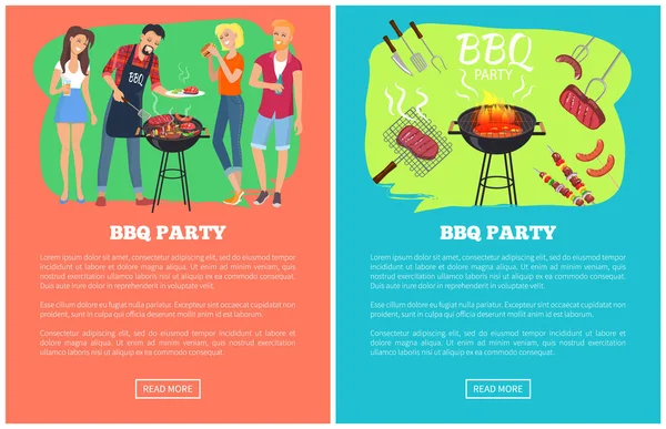 BBQ Party Ensemble de pages Web Illustration vectorielle — Image vectorielle