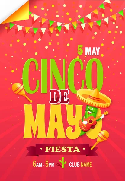 Cinco de może Fiesta Bright plakat reklamowy — Wektor stockowy