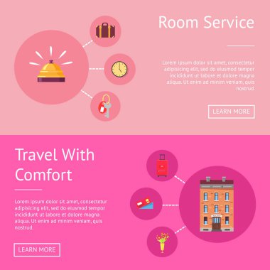 Konfor seyahat ve afiş kümesi Oda Servisi