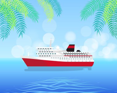 Su illüstrasyon izole beyaz lüks gemi cruise