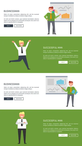 Affärsman och framgångsrik Man affischer med Text — Stock vektor