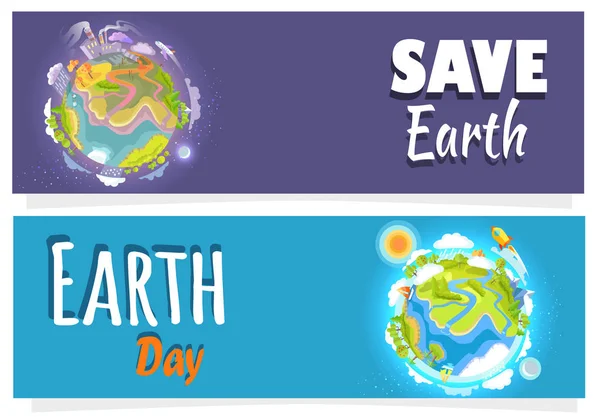 Internationale Save Earth Day-Agitation-Plakate aufgestellt — Stockvektor