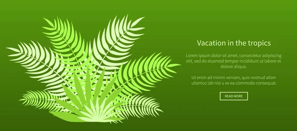 Urlaub in den Tropen Web-Banner mit grünen Palmen — Stockvektor