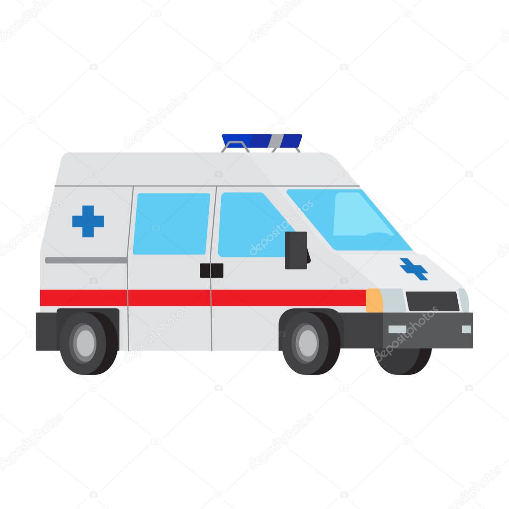 Ambulance Car Flat Vector Isolated Icon