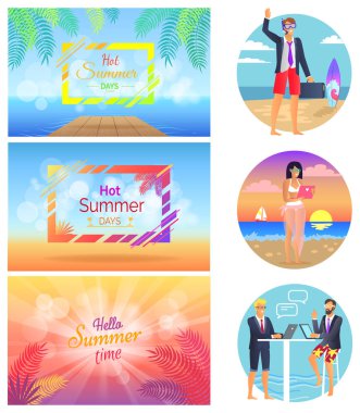 Sıcak yaz günleri serbest Set vektör çizim