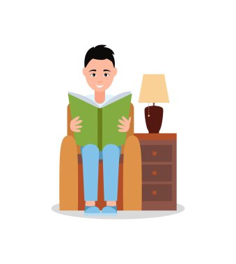 Koltuk Poster vektör çizim içinde oturan adam