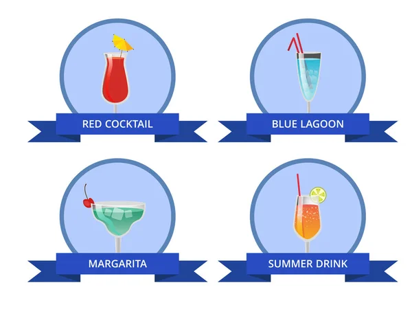 Roter Cocktail blaue Lagune Margarita Sommergetränk — Stockvektor