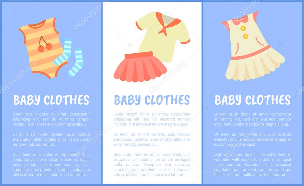 Baby Clothes Set of Posters Vector Illustration