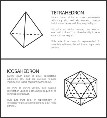 Dörtyüzlü Icosahedron Set vektör çizim