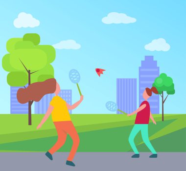 Anne ve kızı etkinlik vektör çizim