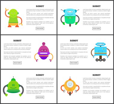 Robot altı beyaz zemin üzerinde izole simgeler vektör