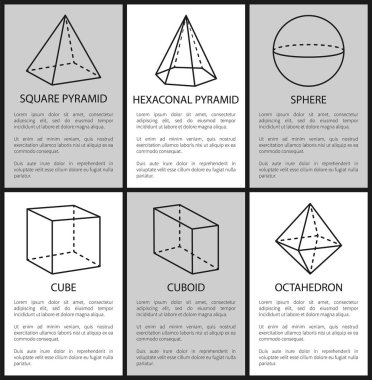 Kare altıgen piramit küre küboid Octahedron