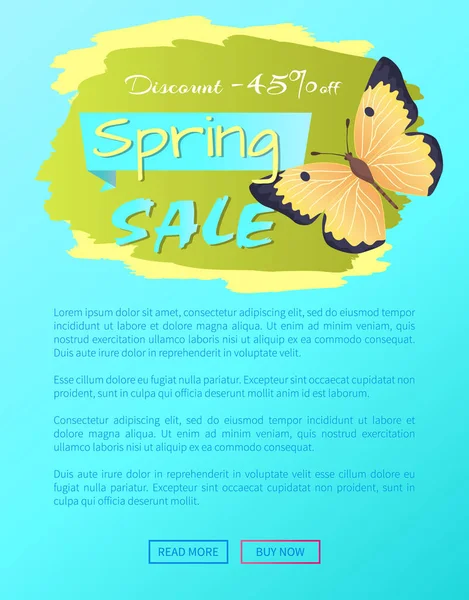 Venta de primavera Poster Discount -45 mariposa colorida — Vector de stock