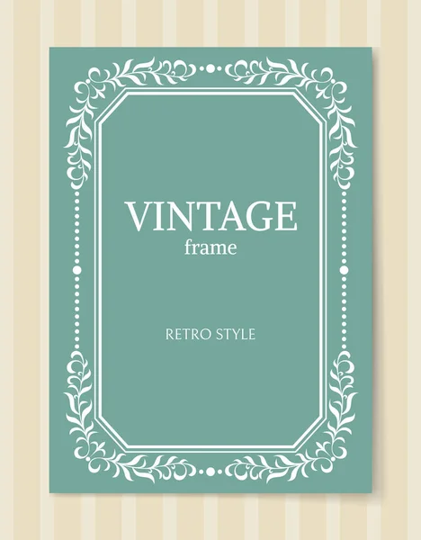 Hojas de follaje decorativo de estilo retro de marco vintage — Vector de stock