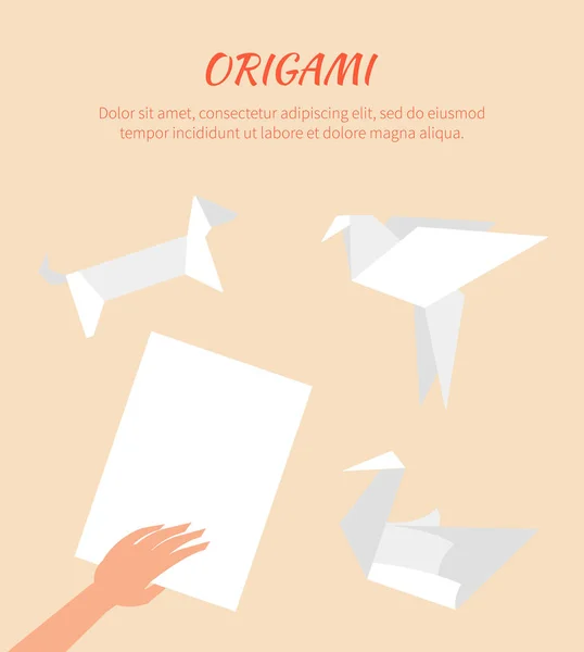 Origami funciona, bonito Vector Paper Animals Group —  Vetores de Stock