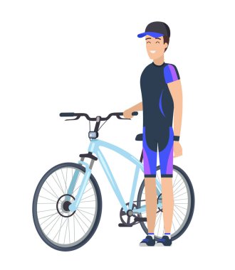 Bisiklet duran şapkalı erkek bisikleti kavramı simgesi