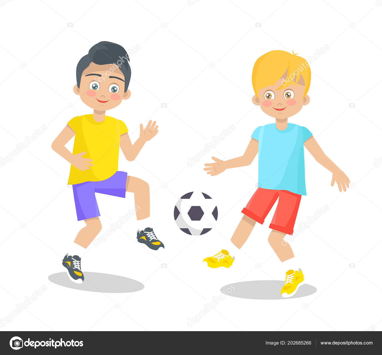 Foto De Stock Dois Meninos Jogando Futebol, Royalty-Free