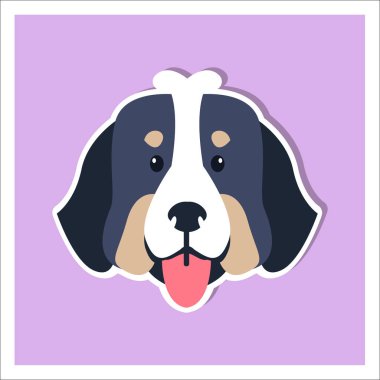 Bernese dağ köpeği düz tasarım köpek yüz