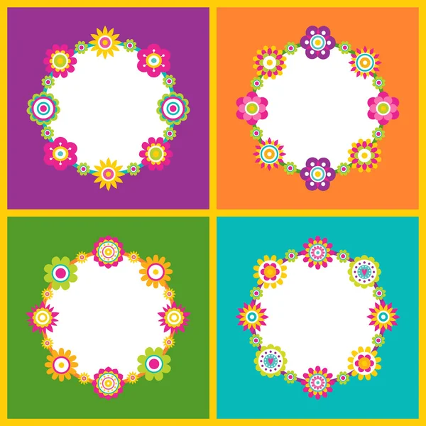 Marco floral en forma de círculo Vector Ilustración — Vector de stock