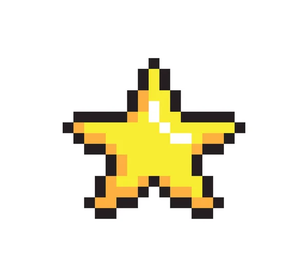 Tarjeta brillante del píxel de la estrella amarilla, ilustración del vector — Archivo Imágenes Vectoriales