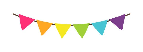 Drapeaux de guirlandes de papier lumineux triangulaires multicolores — Image vectorielle