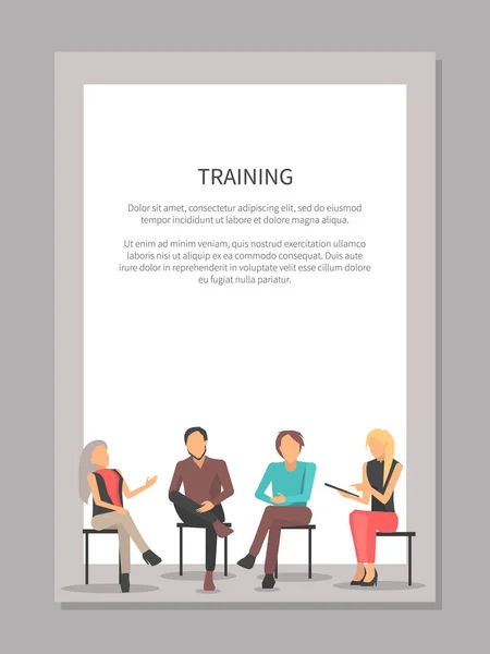 Affiche de formation avec des gens à la réunion d'affaires — Image vectorielle