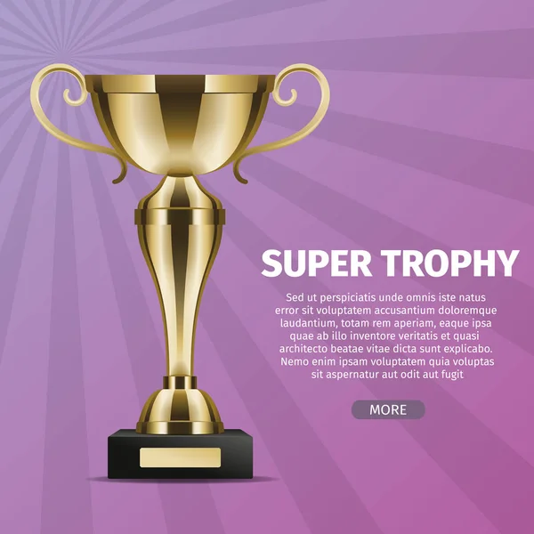 Super Trophy vektor Web Banner med Gold Cup — Stock vektor