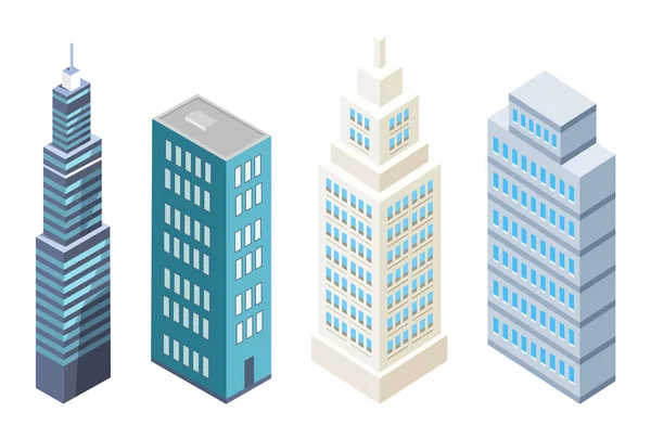 Sammlung mehrstöckiges Gebäude moderner Wolkenkratzer — Stockvektor