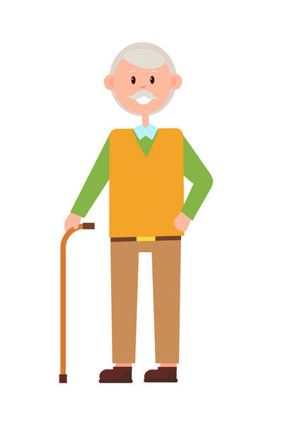 Забавный дедушка, яркое знамя, векторная иллюстрация
