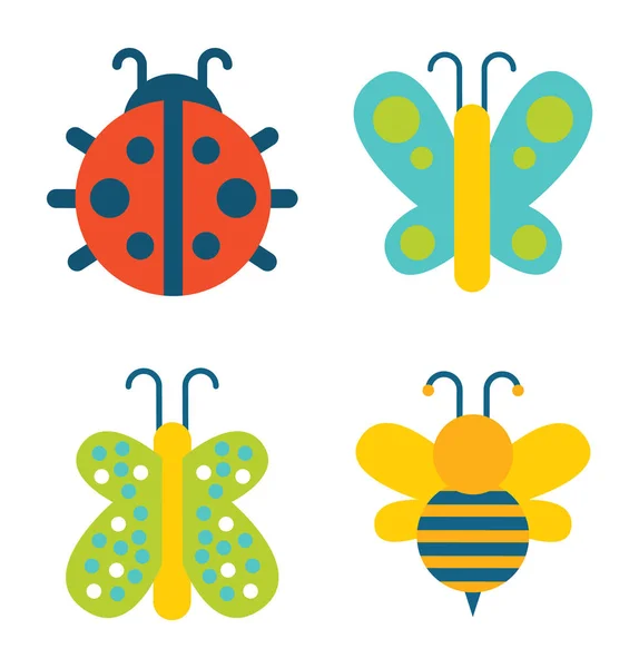 Insects Collection Creatures Vector Illustration — Stock Vector