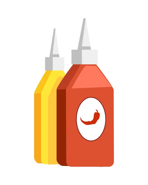 Ketchup Chili e mostarda Vector Ilustração — Vetor de Stock