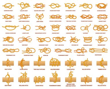 All Types of Knots Demonstrated with Strong Rope clipart