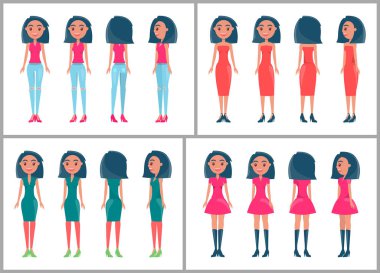 Esmer kadın şık kıyafetler her taraftan ayarla