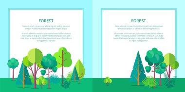Ağaçlar ve çalılar ile orman vektör Web Banner