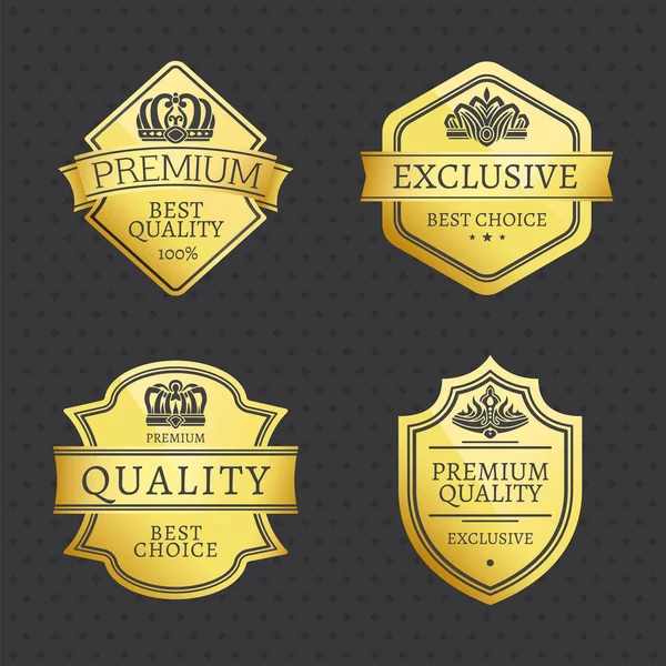Conjunto de Etiquetas de Ouro Exclusivas de Qualidade Premium —  Vetores de Stock