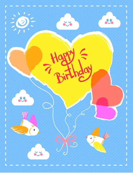 Feliz cumpleaños colorido tarjeta vectorial ilustración — Vector de stock