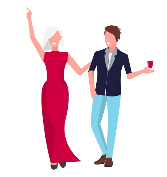 Happy Couple on Party Icon Vector Illustration — Stock Vector