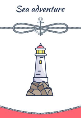 Deniz macera Poster Beacon vektör çizim