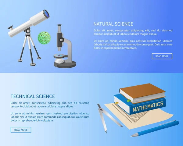 기술 및 자연 과학 웹 포스터 벡터 — 스톡 벡터