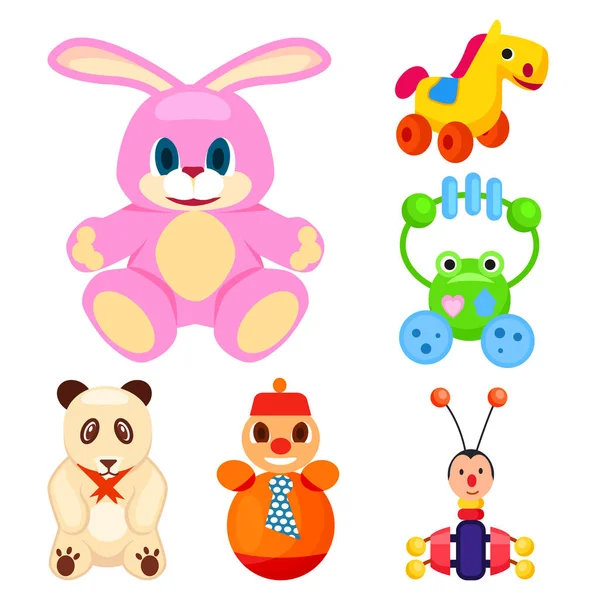 Brinquedos de animais para crianças pequenas Ilustrações Set — Vetor de Stock