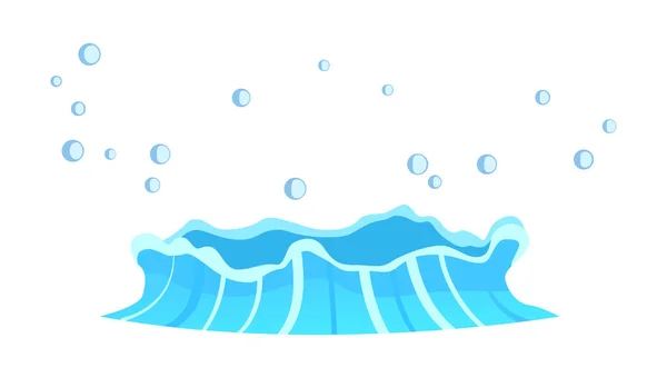 Corriente acuosa con salpicaduras de cristal azul Aqua . — Vector de stock