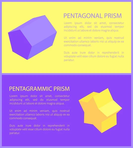 Prisme Pentagonale și Pentagrammice Două Cărți De Culoare — Vector de stoc