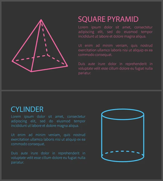 Kare piramit silindir Set vektör çizim — Stok Vektör