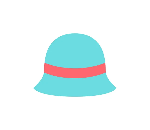 Blauer Hut Mit Roter Schleifenvektorillustration Auf Weißem Hintergrund Kopfbedeckung Für — Stockvektor